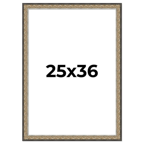 25x36 Frame Silver Real Wood Picture Frame Width 1.75 Inches | Interior Frame Depth 0.5 Inches |