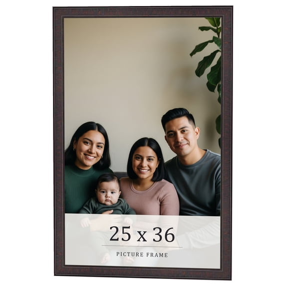 25x36 Rustic Brown Real Wood Picture Frame Width 0.75 inches | Interior Frame Depth 0.5 inches |