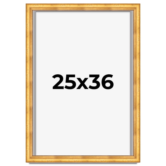 25x36 Shadow Box Frame Gold | 1.75 Inches Deep Real Wood Traditional Shadowbox Display Frame | UV