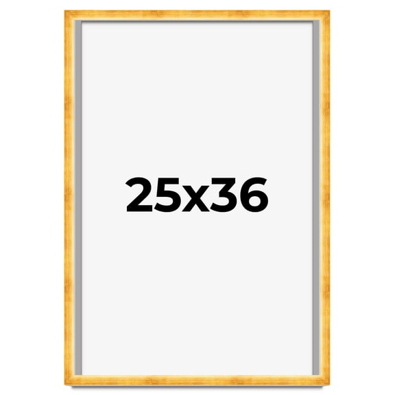25x36 Shadow Box Frame Gold | 1.625 Inches Deep Real Wood Traditional Shadowbox Display Frame | UV
