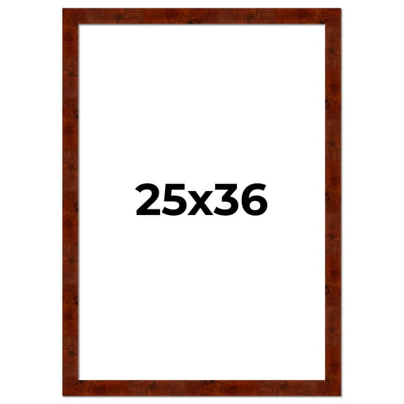 25x36 Walnut Brown Veneer Real Wood Picture Frame Width 1.75 inches | Interior Frame Depth 0.5