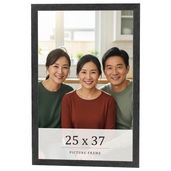 25x37 Frame Black Charcoal Grey Wood Textured Picture Frame | 0.75 Inch Moulding Width | Gunmetal