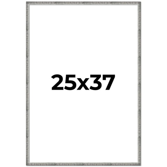 25x37 Frame Silver Grey Distressed Solid Wood Picture Frame | 0.75 Inch Moulding Width | Interior