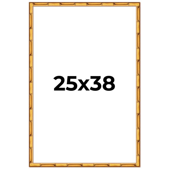 25x38 Frame Gold Bamboo Solid Wood Picture Frame | 1 Inch Moulding Width | Interior Frame Depth