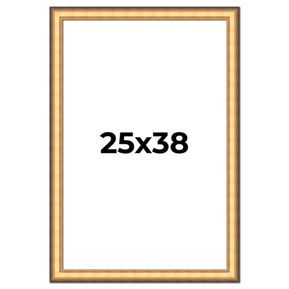 25x38 Frame Gold Plein Aire Solid Wood Picture Frame Width 2 Inches | Interior Frame Depth 0.5