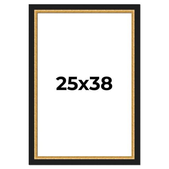 25x38 Frame Gold Real Wood Picture Frame Width 2.25 Inches | Interior Frame Depth 0.5 Inches |