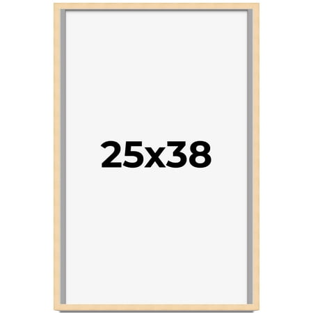 25x38 Frame Natural Wood Picture Frame | 0.75 Inch Moulding Width | with UV Acrylic Plexiglass,