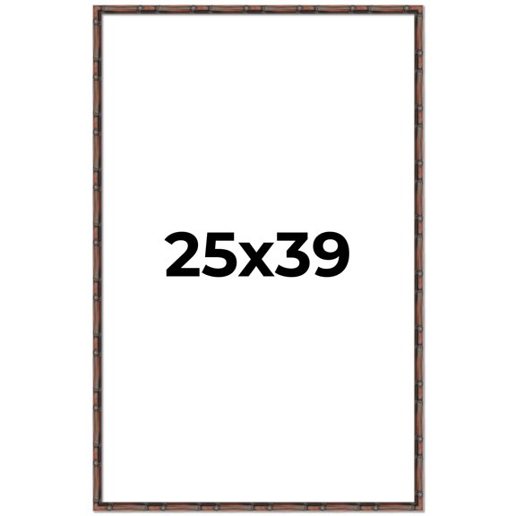 25x39 Frame Brown Bamboo with Dark Coffee/Walnut Finish | Solid Wood Picture Frame Width 0.75