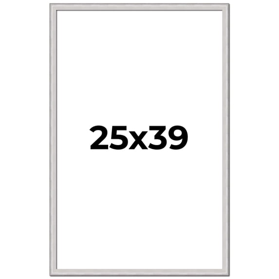 25x39 Frame Silver Inner Slope Bevel Picture Frame | 1 Inch Moulding Width | 0.75 Inch Rabbet Depth