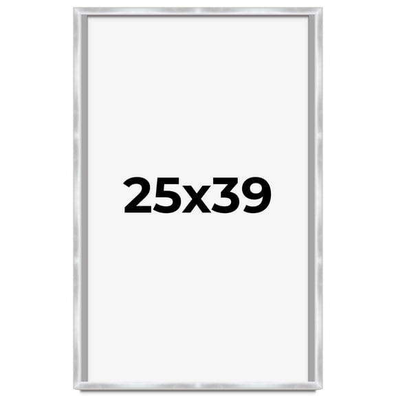 25x39 Frame Silver Whitewashed Wood Grain Solid Wood Shadow Box | 0.75 Inch Moulding Width | 0.75