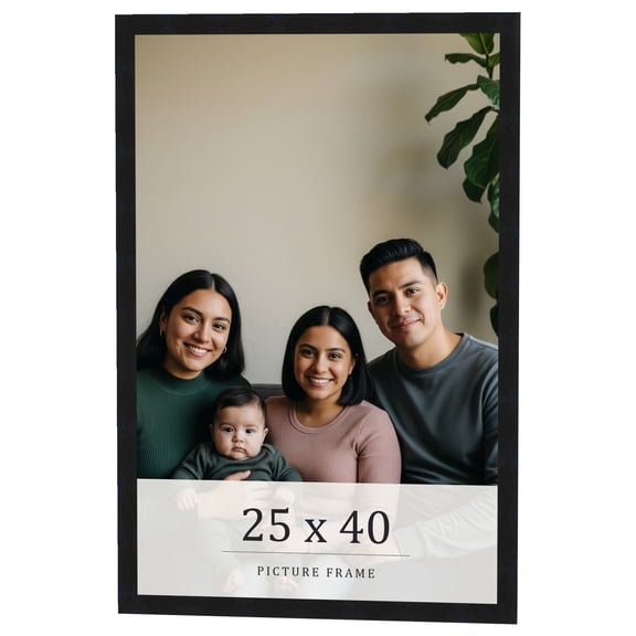 25x40 Frame Black Real Wood Picture Frame Width 0.75 inches | Interior Frame Depth 0.5 inches |