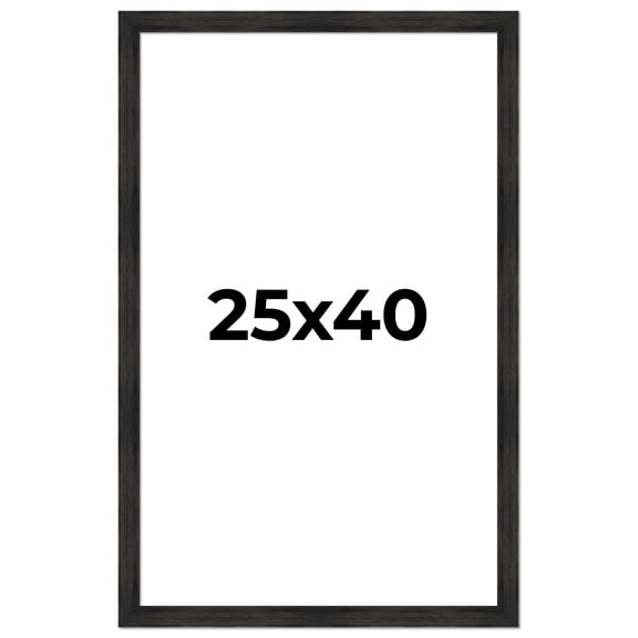 25x40 Frame Black Rustic Barnwood Solid Wood Picture Frame | 1.5 Inch Moulding Width | Includes UV