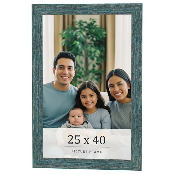 25x40 Frame Blue Rustic Barnwood Solid Wood Picture Frame Width 1.25 Inches | Interior Depth 0.5