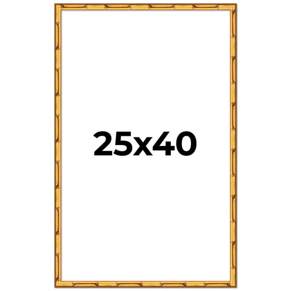 25x40 Frame Gold Bamboo Solid Wood Picture Frame | 1 Inch Moulding Width | Interior Frame Depth