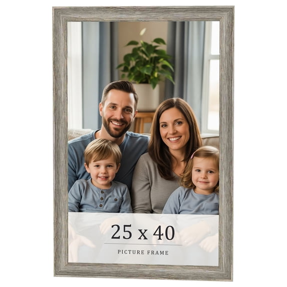 25x40 Frame Grey Solid Wood Picture Frame Width 1 Inches | Interior Frame Depth 0.5 Inches |