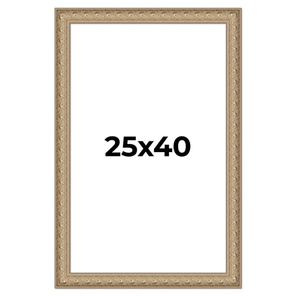 25x40 Frame Ornate Silver Beaded Solid Wood Picture Frame Width 2.5 Inches | Interior Depth 1