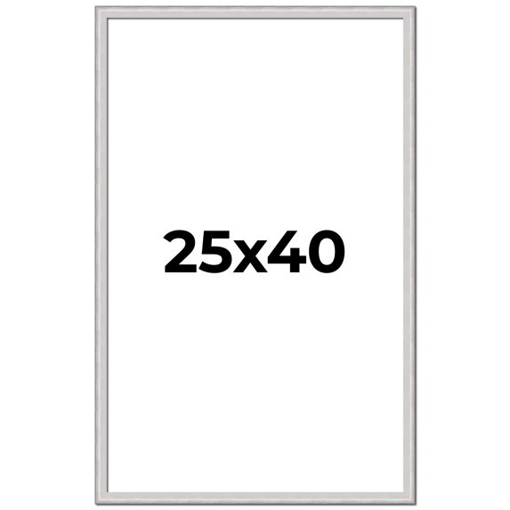 25x40 Frame Silver Inner Slope Bevel Picture Frame | 1 Inch Moulding Width | 0.75 Inch Rabbet Depth