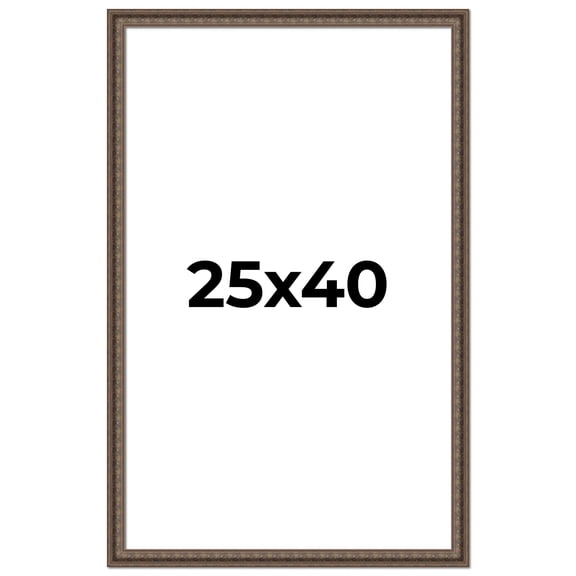 25x40 Ornate Brown Real Wood Picture Frame Width 1.5 Inches | Interior Frame Depth 0.5 Inches |