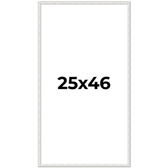 25x46 Frame White Scuffed Rustic Solid Wood Picture Frame | 0.75 Inch Moulding Width| Includes UV