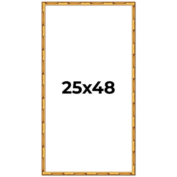 25x48 Frame Gold Bamboo Picture Frame - Complete Modern Photo Frame Includes UV Acrylic Shatter