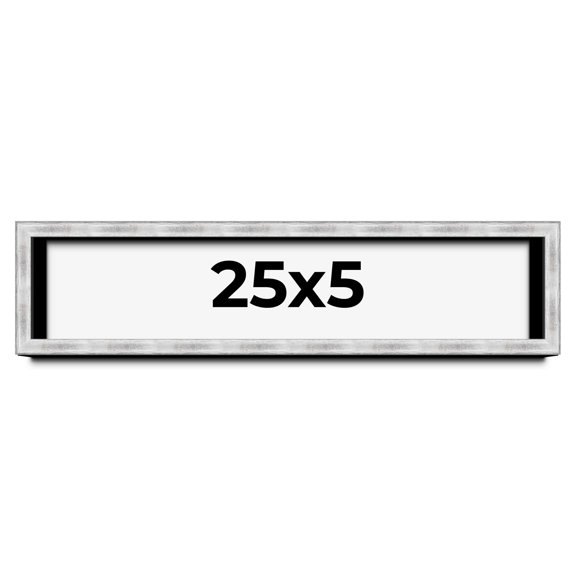 25x5 Frame Brushed Silver Solid Wood Picture Frame | 0.75 Inch Moulding Width | Rabbet Depth 0.75