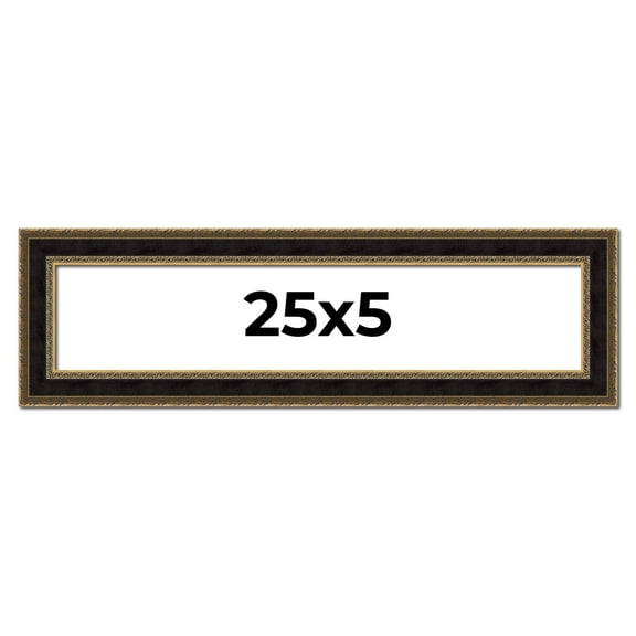 25x5 Frame Gold Antique Vintage Sold Wood Picture Frame | 1.75 Inch Moulding Width | Interior Frame