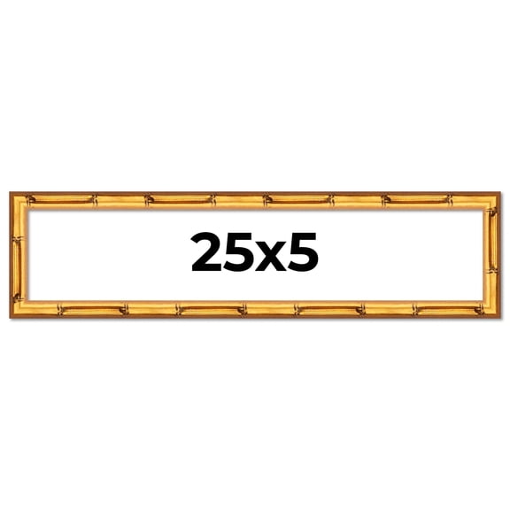 25x5 Frame Gold Bamboo Solid Wood Picture Frame | 0.75 Inch Moulding Width | Interior Frame Depth