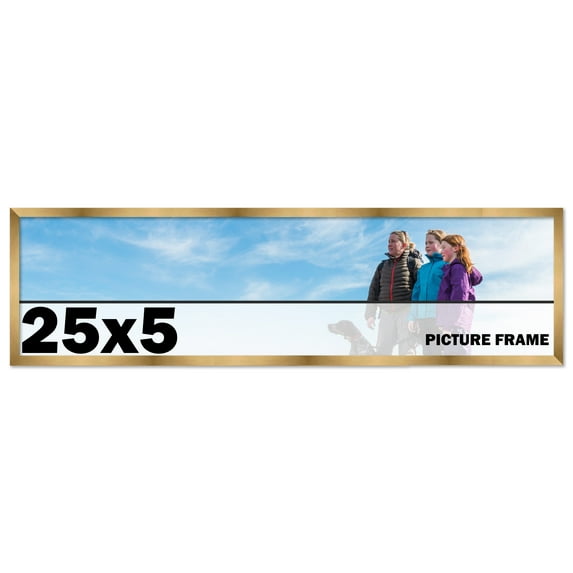 25x5 Frame Gold Bronze Modern Solid Wood Picture Frame | 0.75 Inch Moulding Width | Includes UV