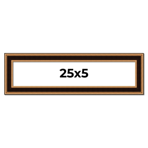 25x5 Frame Gold Brown Plein Air Vintage Solid Wood Picture Frame | 1.75 Inches Moulding Width |