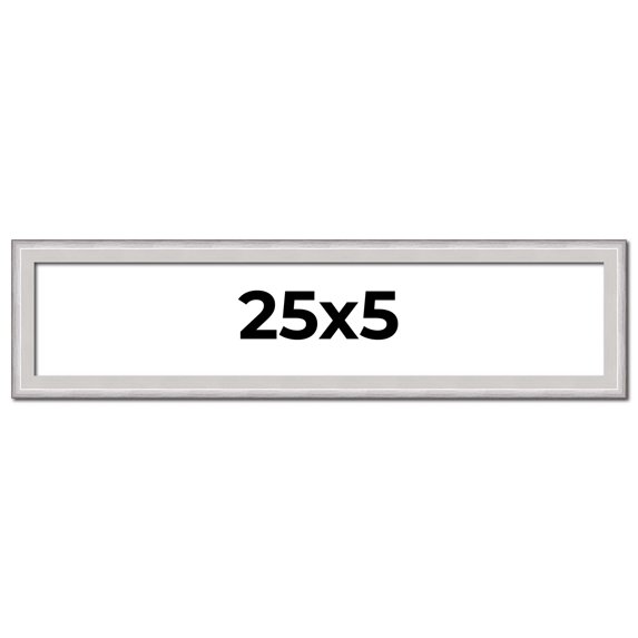 25x5 Frame Silver Inner Slope Bevel Picture Frame | 1 Inch Moulding Width | 0.75 Inch Rabbet Depth