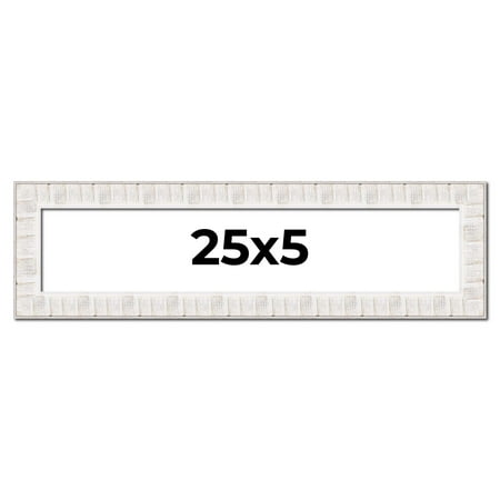 25x5 Frame White Sonoma Rustic Wood Picture Frame | 1.5 Inch Moulding Width | Complete with UV