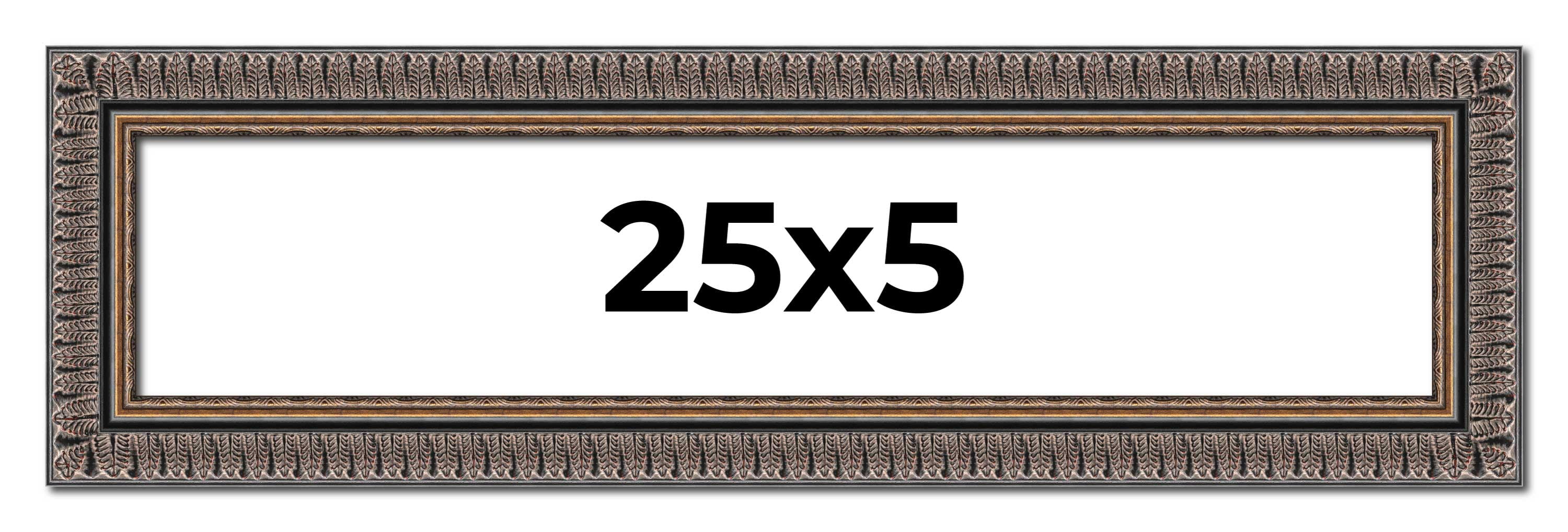 25x5 IN Frame Black Feather Payton Ornate Solid Wood Picture Frame ...