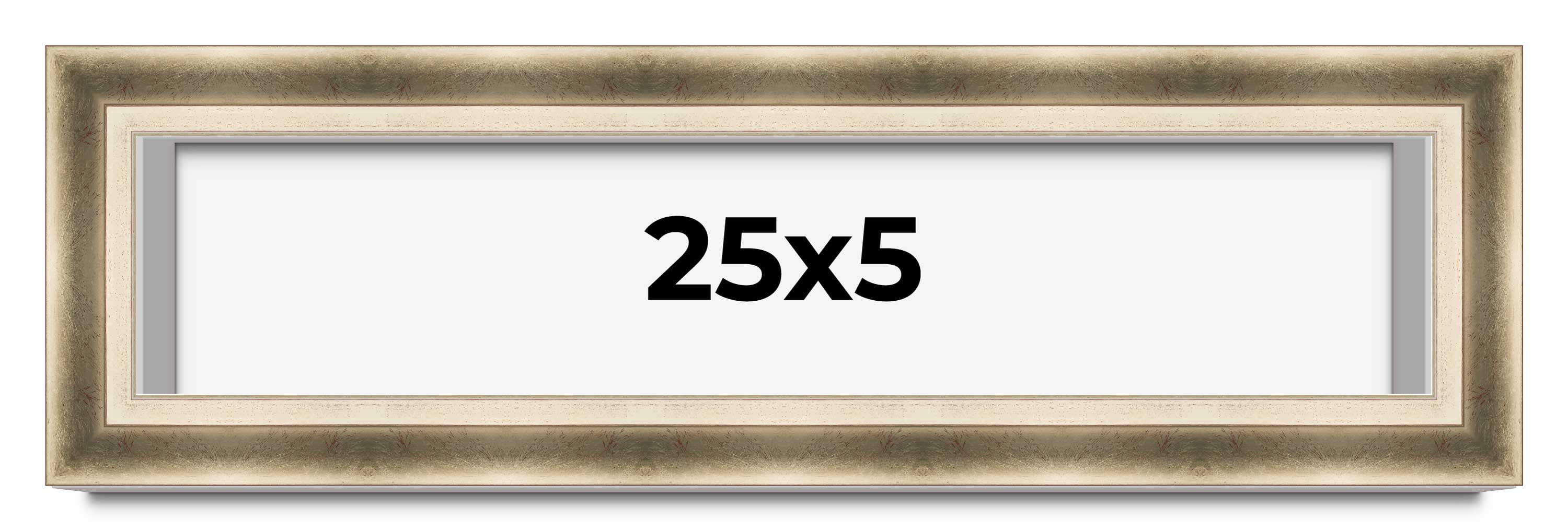 25x5 Shadow Box Frame Silver | 1.75 inches Deep Real Wood Traditional ...