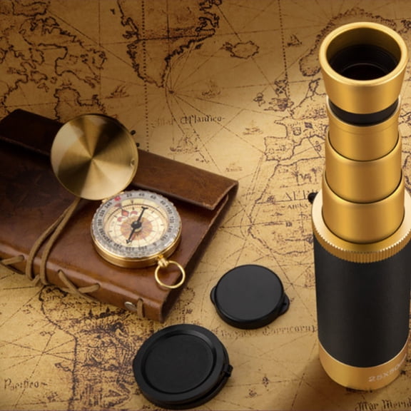 25x50 Adjustable Zoom Vintage Pirate Monocular Telescope,Waterproof Collapsible Handheld Spyglass,HD Optical Compact Pocket Scope for Bird Watching Hiking Hunting Kids Outdoor Exploration Adventure