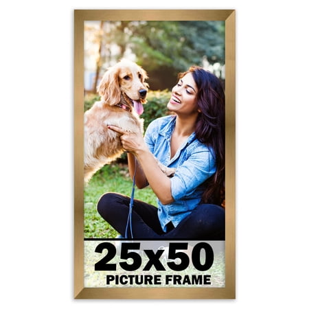 25x50 Frame Gold Bronze Modern Solid Wood Picture Frame | 0.75 Inch Moulding Width | Includes UV