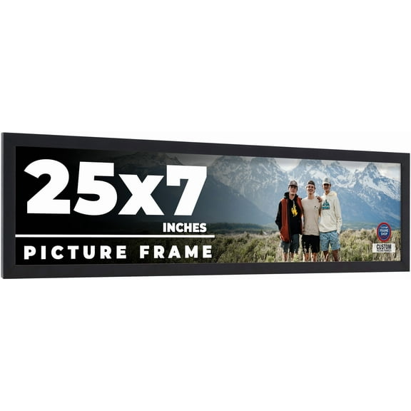 25x7 Frame Black Real Wood Picture Frame Width 0.75 inches | Interior Frame Depth 0.5 inches | Noir