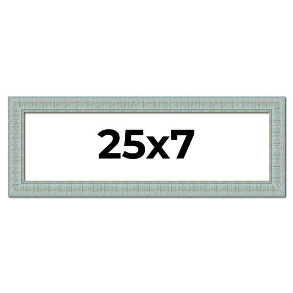 25x7 Frame Blue Teal Distressed Solid Wood Picture Frame | 1.625 Inch Moulding Width | Sonoma Blue