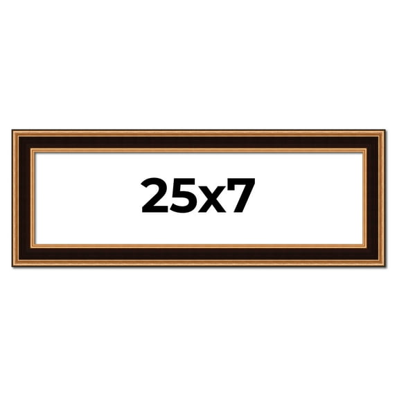 25x7 Frame Gold Brown Plein Air Vintage Solid Wood Picture Frame | 1.75 Inches Moulding Width |