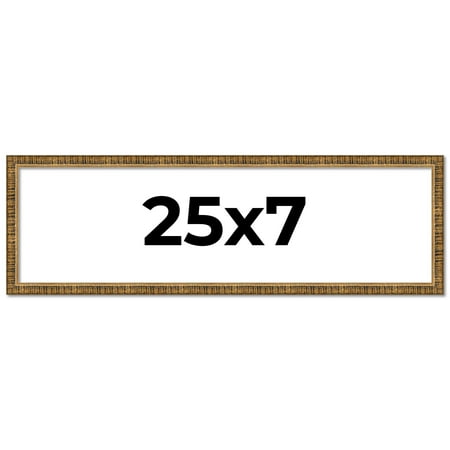 25x7 Frame Gold Solid Wood Picture Frame - Complete Modern Photo Frame Includes UV Acrylic