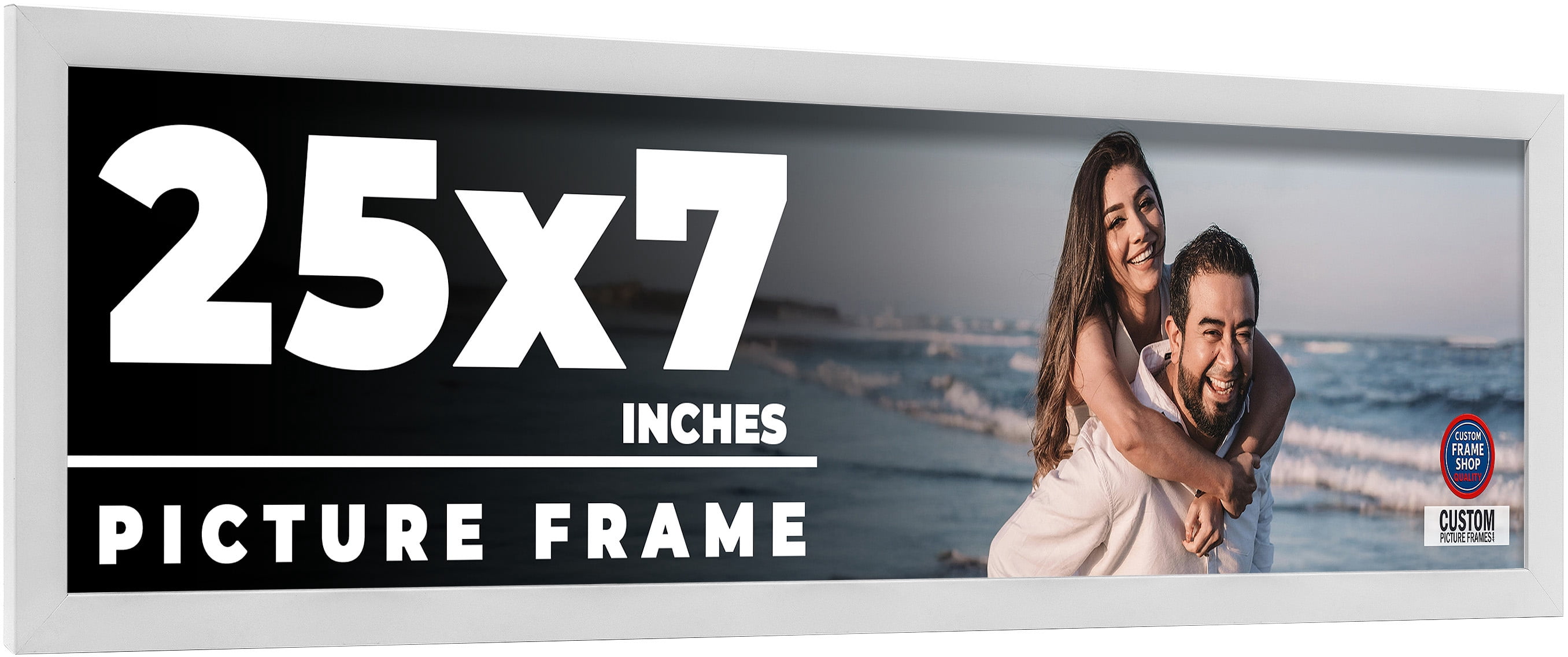 25x7 Frame White Solid Wood Picture Frame Includes UV Acrylic Shatter ...