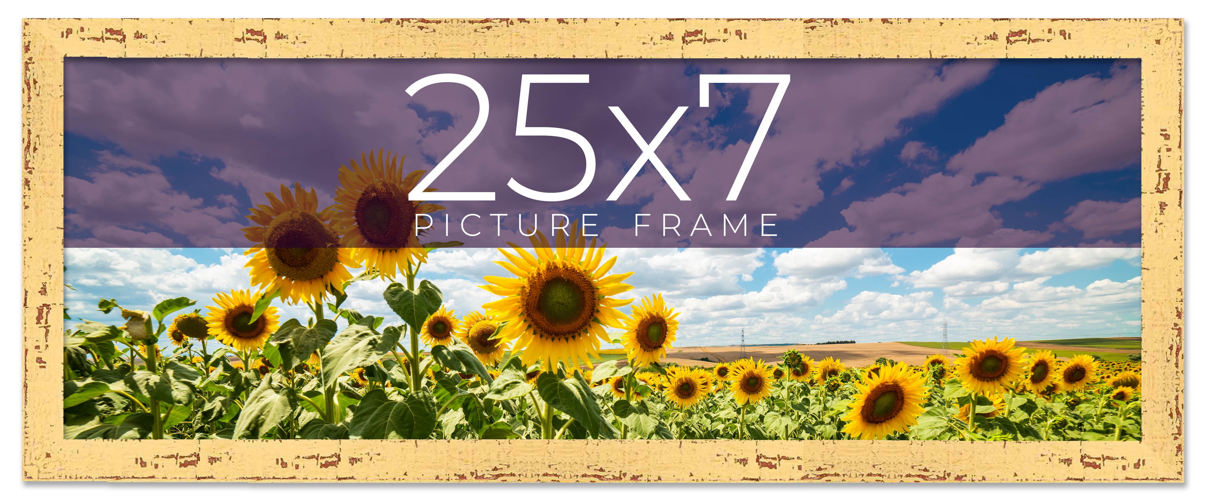 25x7 Frame Yellow Real Wood Picture Frame Width 1.25 inches | Interior ...