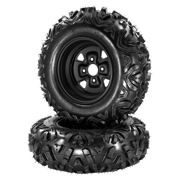 25x8-12 ATV Tires and Wheels Set (2 Pack), 6-Ply All Terrain for UTV/ATV - Heavy-Duty Mud Sand Trail Tires with 4x110 PCD & 3.5+2.5 Offset Wheels - Reinforced Sidewalls