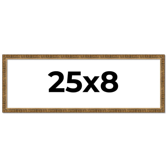 25x8 Frame Gold Picture Frame - Complete Modern Photo Frame Includes UV Acrylic Shatter Guard