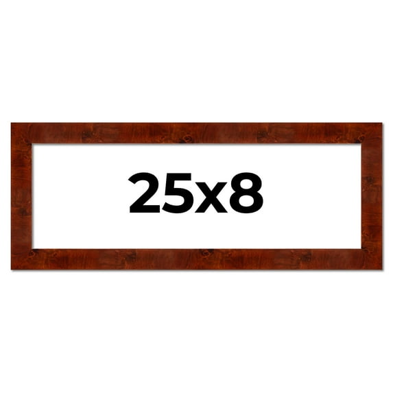25x8 Walnut Brown Veneer Real Wood Picture Frame Width 1.75 inches | Interior Frame Depth 0.5