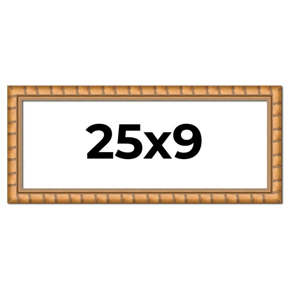 25x9 Frame Gold Real Wood Picture Frame Width 1.5 inches | Interior Frame Depth 0.5 inches | Bhutan