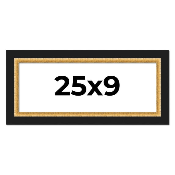 25x9 Frame Gold Real Wood Picture Frame Width 2.25 Inches | Interior Frame Depth 0.5 Inches |