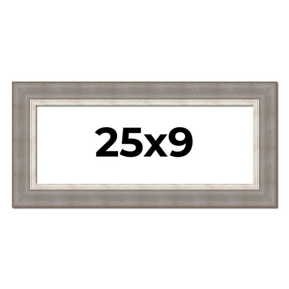 25x9 Frame Grey Real Wood Picture Frame Width 2.75 Inches | Interior Frame Depth 0.5 Inches | Linus
