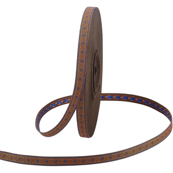 25yards Embroidered Ribbon 0.35inch Rhombus Jacquard Ribbon Vintage Polyester Ribbons Fabric Trim Retro Straps