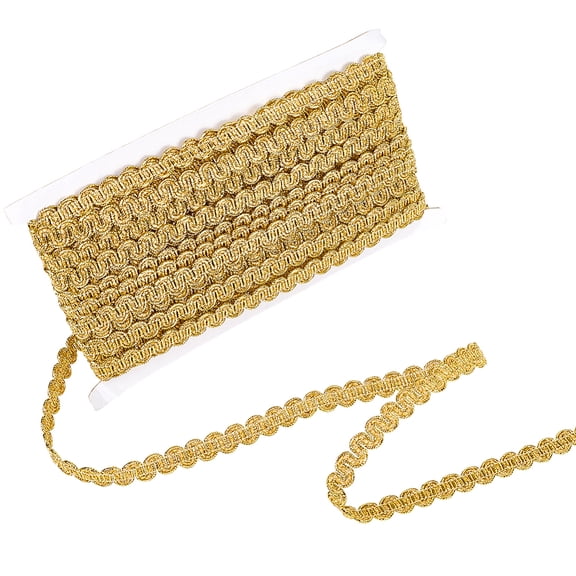 25yards Polyester Wavy Fringe Trim Ribbon Wave Bending Lace Trim Gold 1/2 inch(12mm)