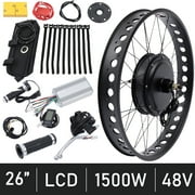 26 1500W Electric Bike Fat Tire Snow Mountain Bicycle Rear Wheel Hub Motor 48V ,E-Bike Fat Tire Bicycle Rear Wheel Hub Motor Conversion Kit Fit 26 48V 1500W